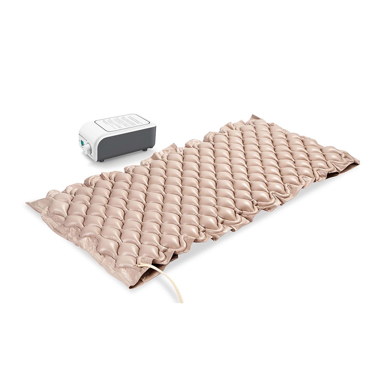 Baklava tipi havalı yatak, uzun süreli yatış gerektiren hastalar için tasarlanmış, bası yarası (yatak yarası) riskini azaltan özel bir medikal yataktır. Yatak yüzeyindeki baklava desenli kabartmalar, hava dolaşımını artırarak basınç noktalarını dengeler ve cilt sağlığını korur.